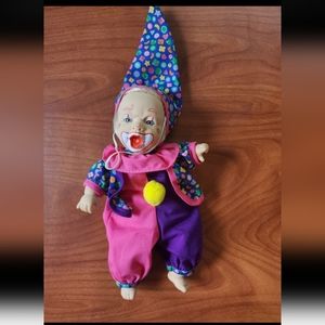 Vintage 8" clown doll beanie